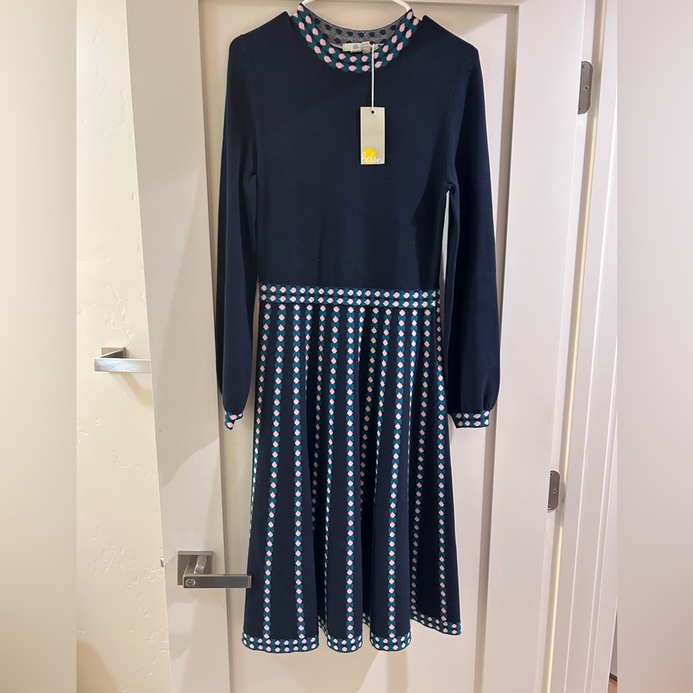 NWT Boden Navy Polka Dot Dress